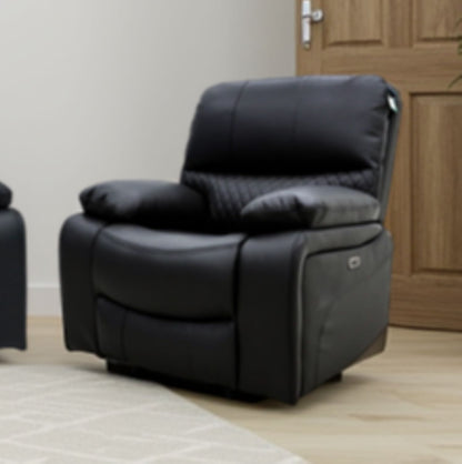 Black Leather Electric Recliner Armchair