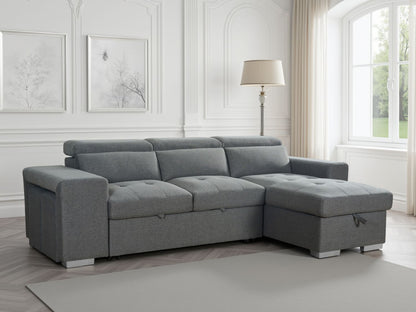 Grey Fabric Universal Corner Sofabed with Storage