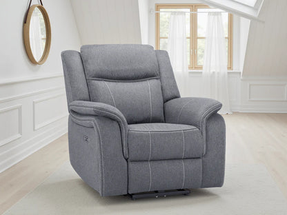 Grey Fabric Electric Recliner Armchair with Armrest