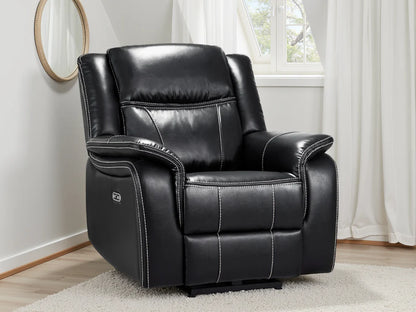 Black Leather Electric Recliner Armchair with Armrest