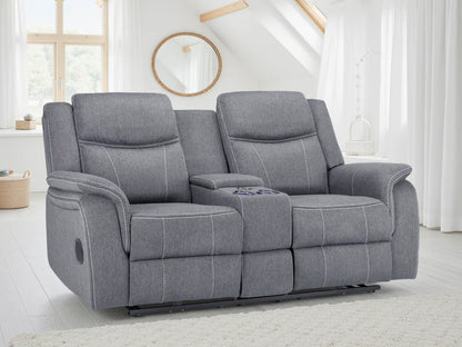 Grey Fabric 2 Seater Electric Recliner Sofa