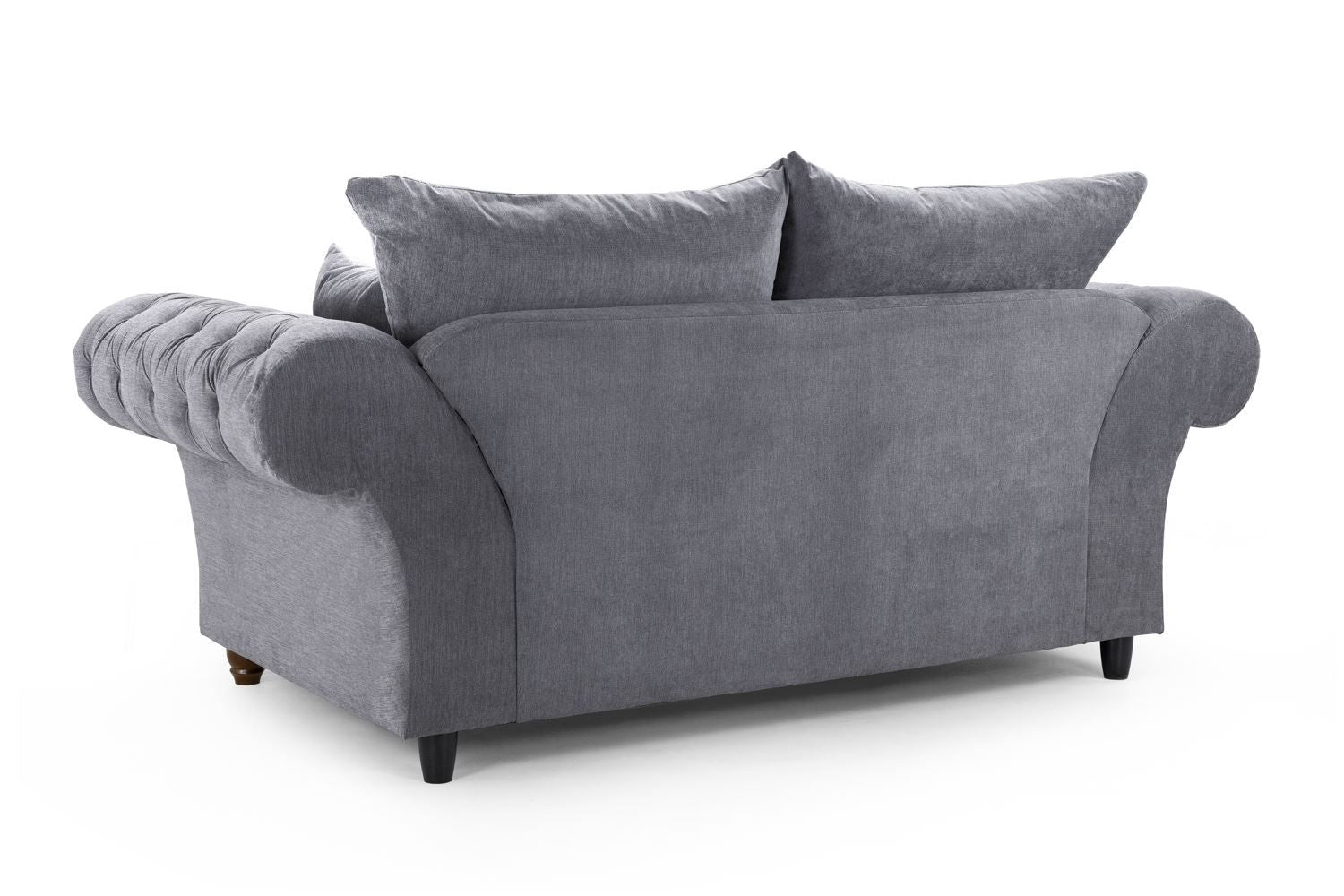 Grey Fabric 2 Seater Fullback Sofa with Tufted Arms
