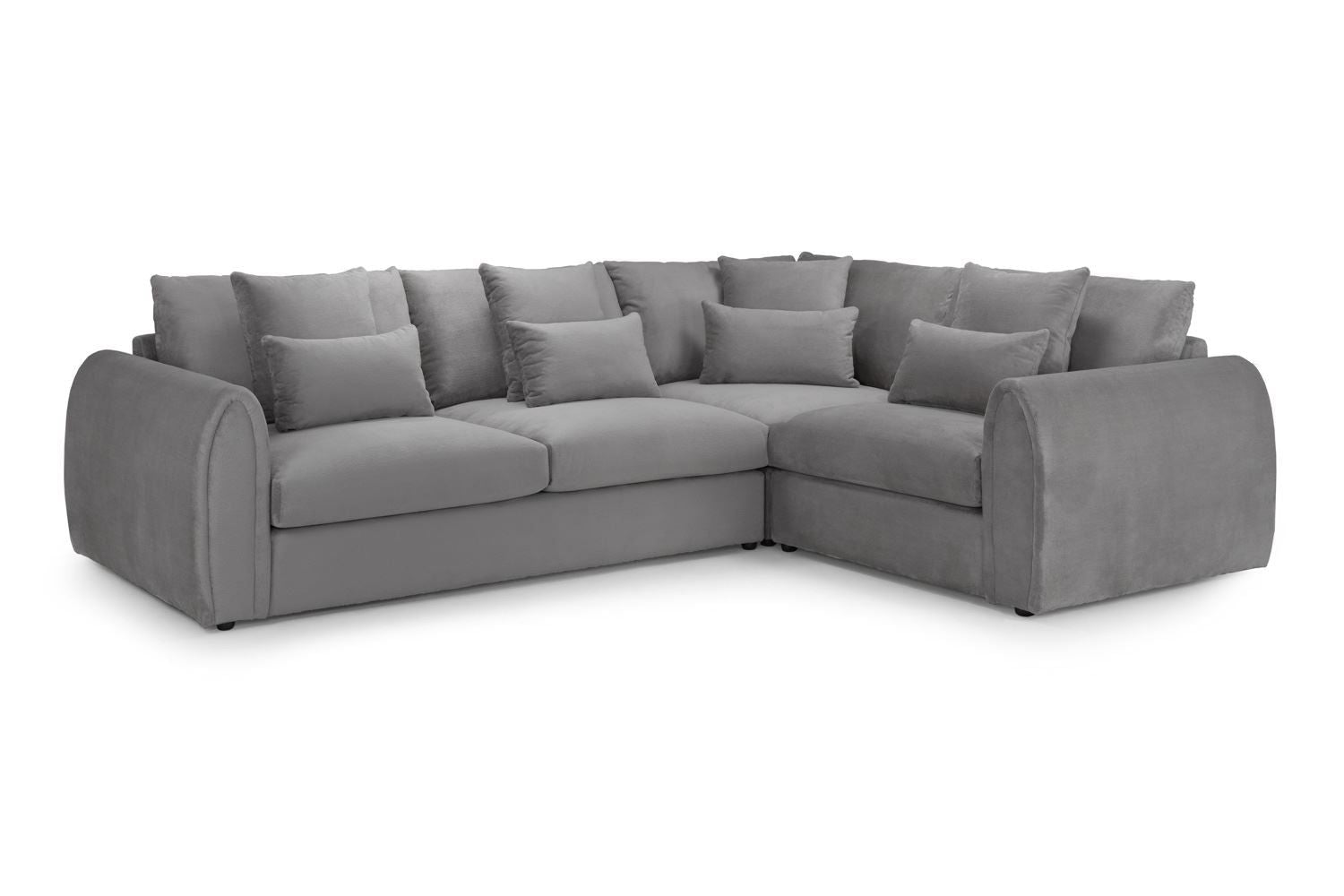 Grey Velvet Corner Group Sofa Right Hand Facing
