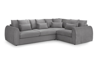 Grey Velvet Corner Group Sofa Right Hand Facing
