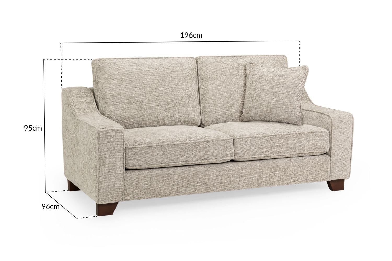 Stone Fabric Standard Back 3 Seater Sofa