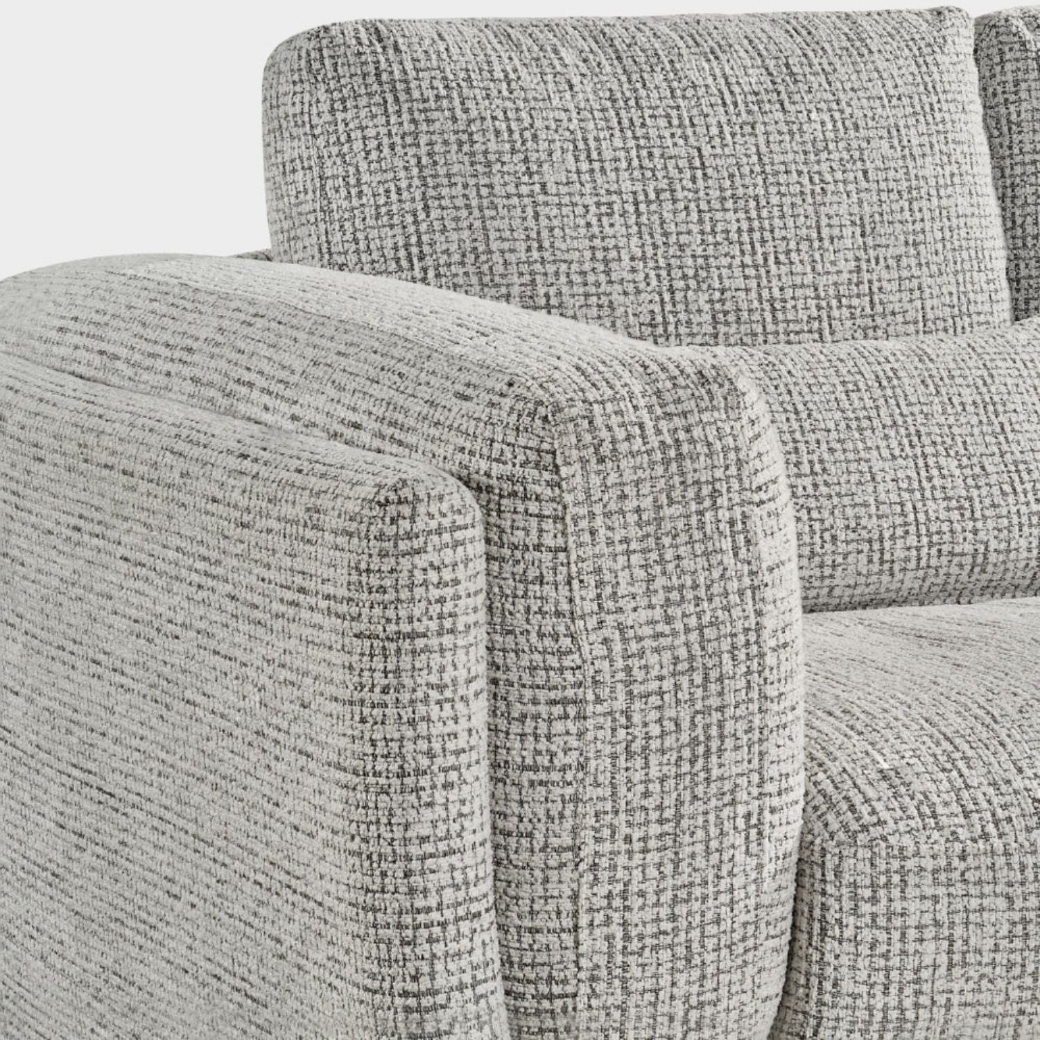 Grey Textured Fabric 3 Seater Sofa Laid Back Design