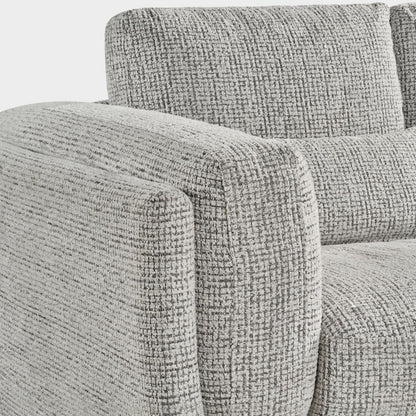 Grey Textured Fabric 3 Seater Sofa Laid Back Design