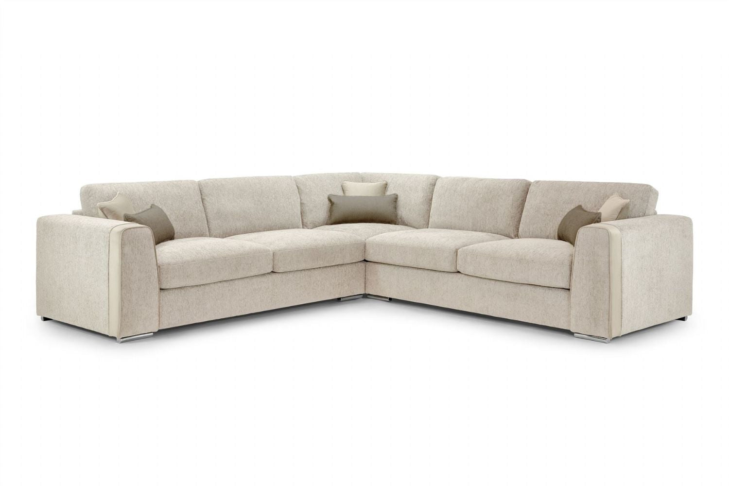 Beige Fabric Large Corner Sofa Group