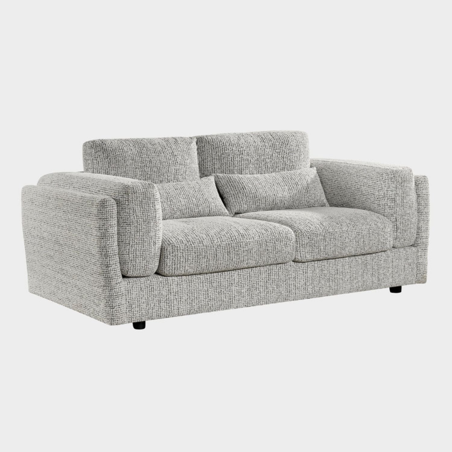 Grey Textured Fabric 3 Seater Sofa Laid Back Design