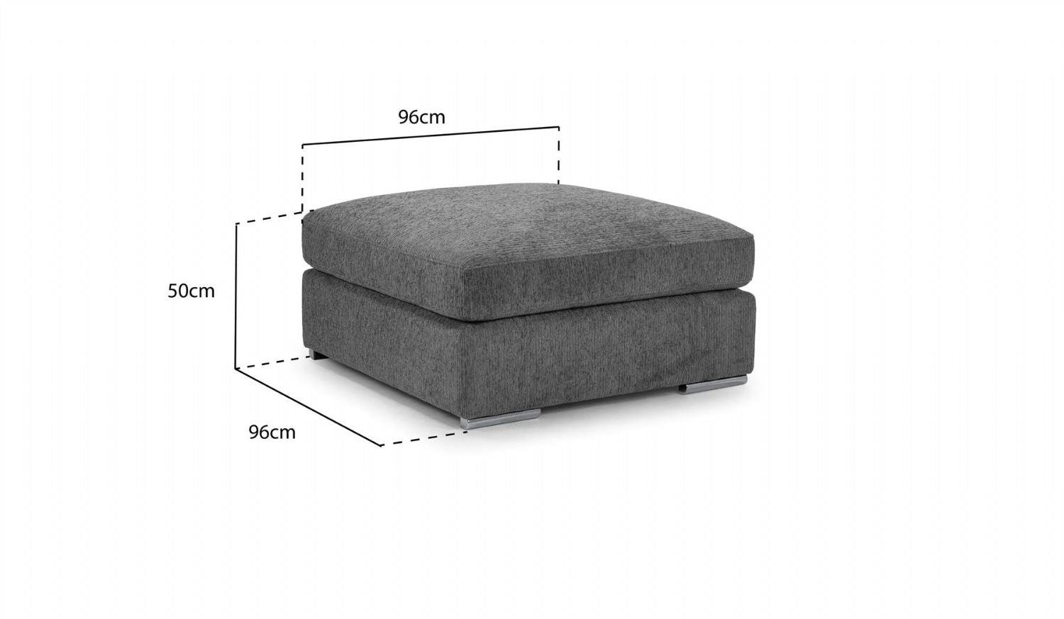 Beige Chenille Fabric Square Footstool