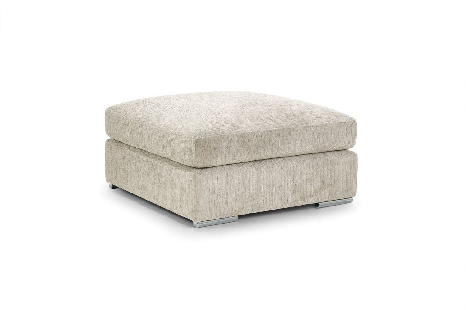 Beige Chenille Fabric Square Footstool