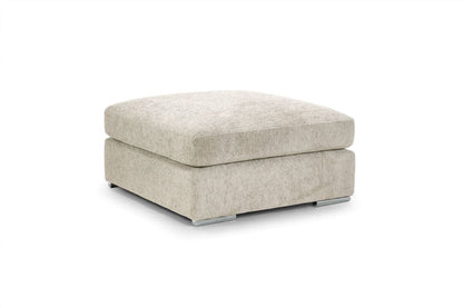 Beige Chenille Fabric Square Footstool