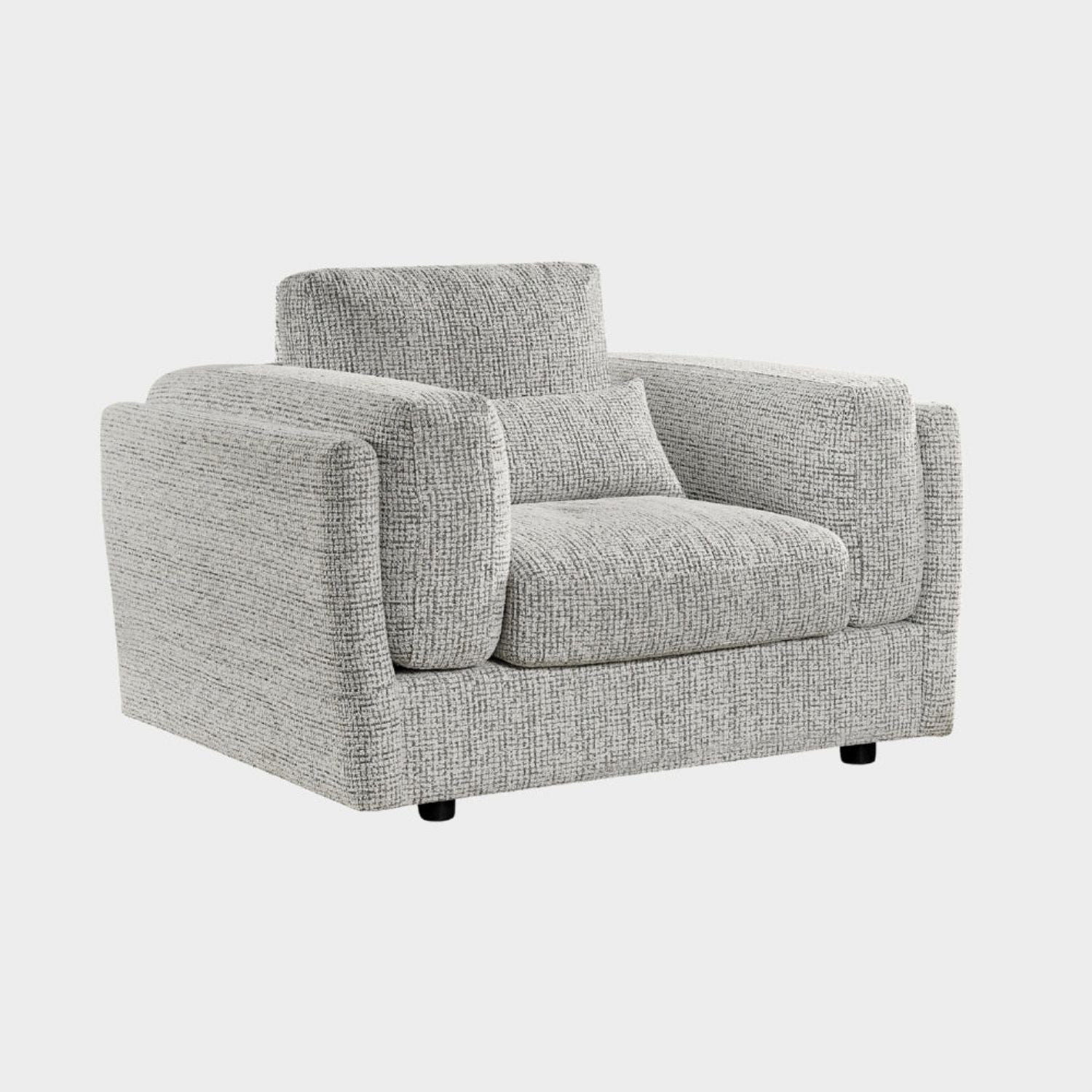 Grey Chenille Fabric Laid Back Armchair
