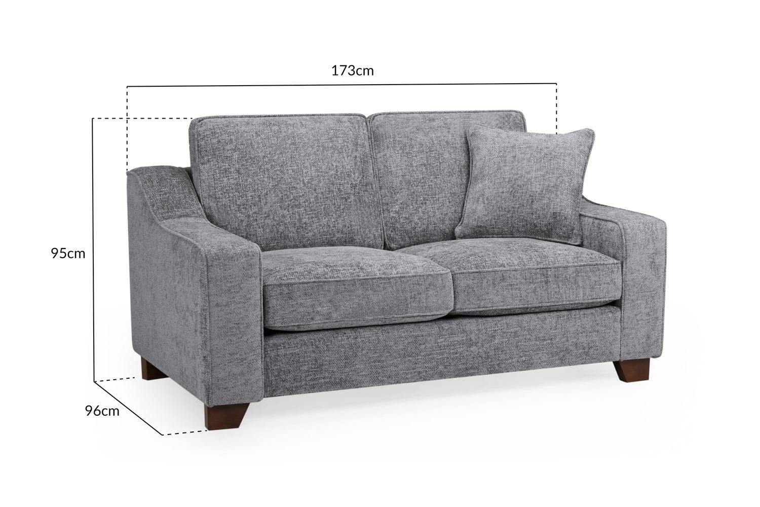 Slate Grey Fabric 2 Seater Sofa Walnut Wooden Feet