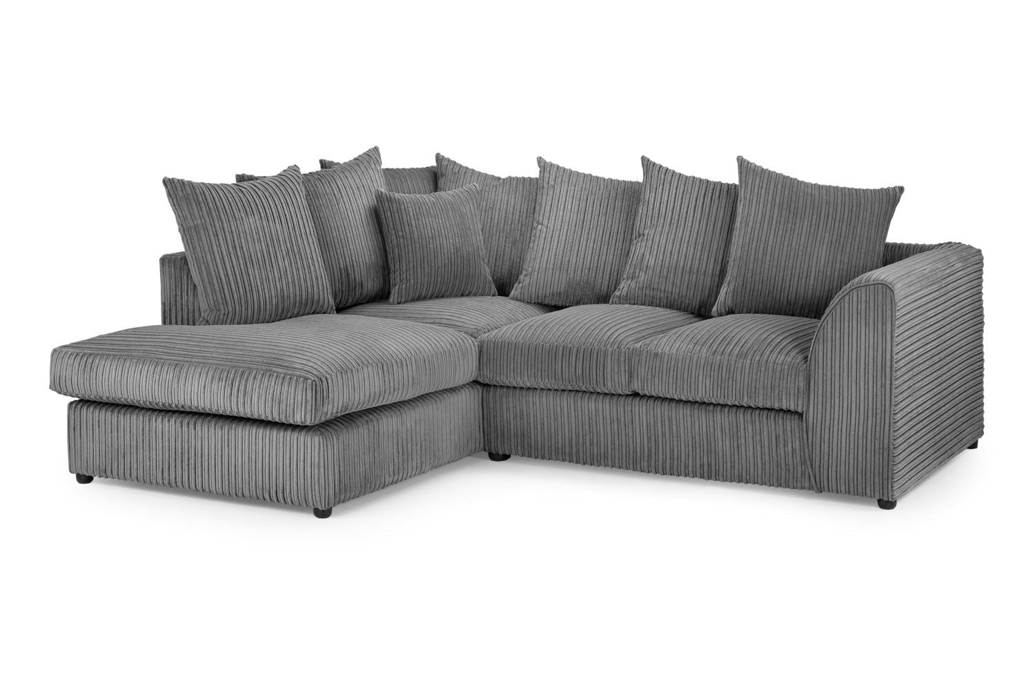 Grey Fabric Scatter Back Corner Sofa Left Hand Facing