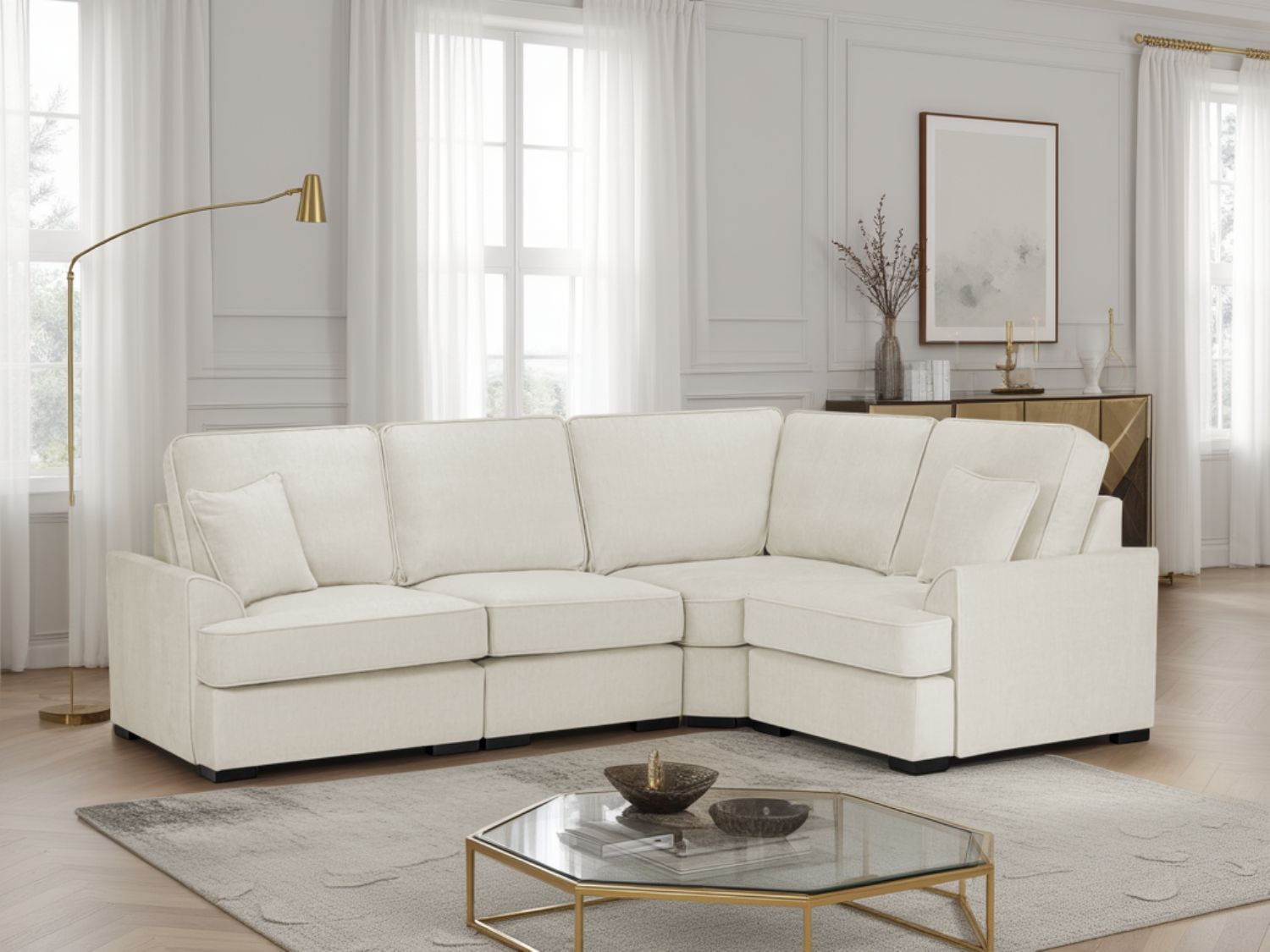 Beige Fabric Universal Standard BackCorner Sofa