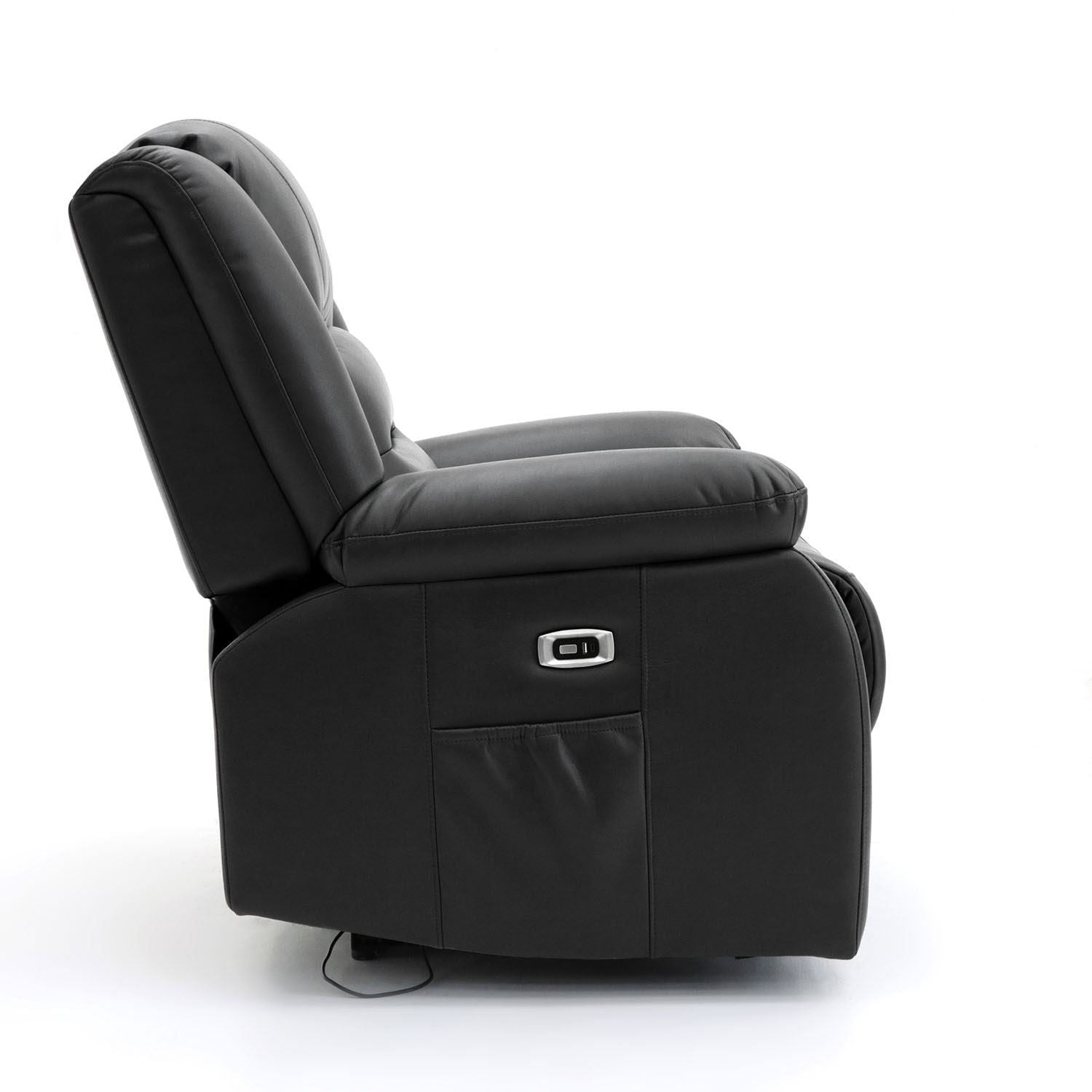 Black Leather Effect Electric Recliner Sofa Armchair
