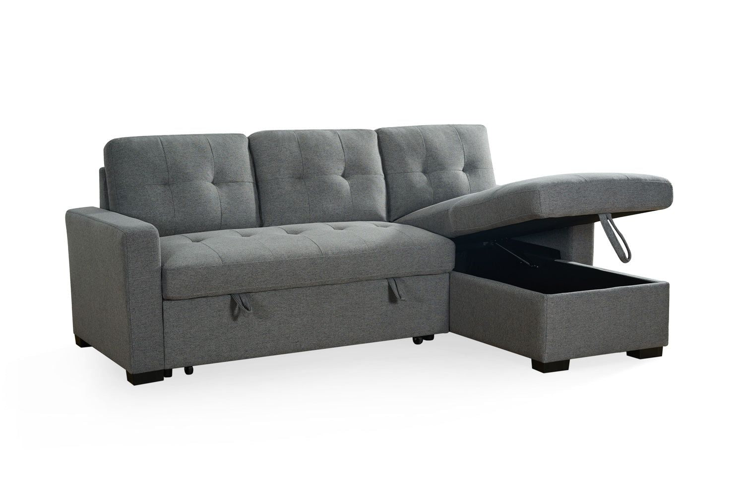 Grey Fabric Corner Sofabed with Removable Cushions