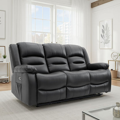 Alva Electric Recliner Sofa Black 3 Seater