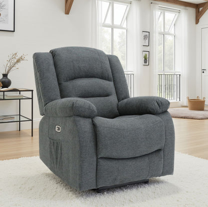 Graphite Fabric Electric Recliner Armchair