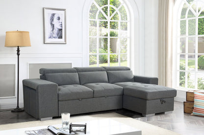 Grey Fabric Universal Corner Sofabed with Storage