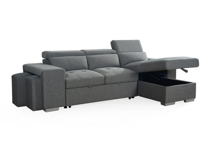Grey Fabric Universal Corner Sofabed with Storage