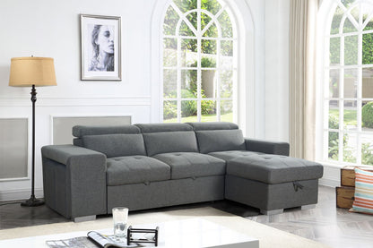 Grey Fabric Universal Corner Sofabed with Storage