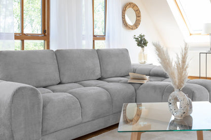 Grey Fabric Universal Corner Sofabed with Storage