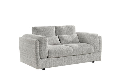 Grey Chenille Fabric 2 Seater Sofa with Chunky Arm Cushions