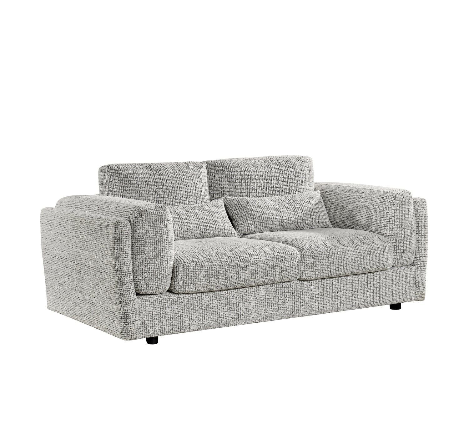 Grey Textured Fabric 3 Seater Sofa Laid Back Design