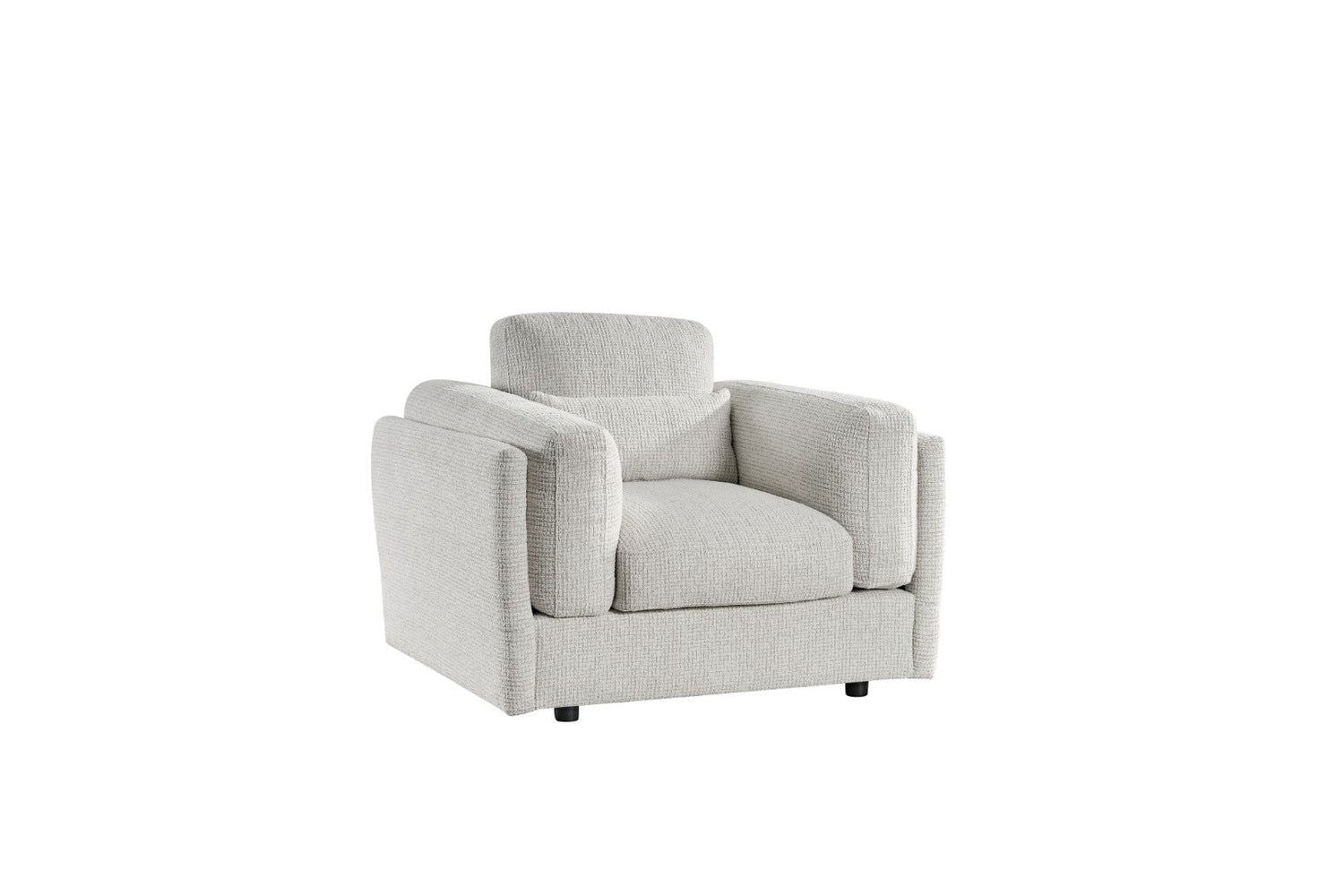 Beige Textured Fabric Armchair Laid Back Design