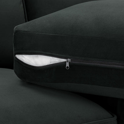 Slate Grey Velvet U Shape Corner Group Sofa with Footstool