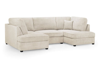 Beige Boucle Fabric Upholstered U Shaped Corner Sofa