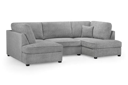 Grey Boucle Fabric U Shape Corner Sofa