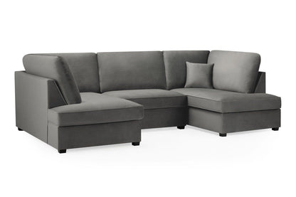 Grey Fabric U Shape Fullback Corner Sofa