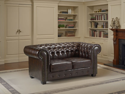 Chesterfield Sofa Antique Brown 2 Seater
