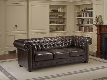 Chesterfield Sofa Antique Brown 3 Seater