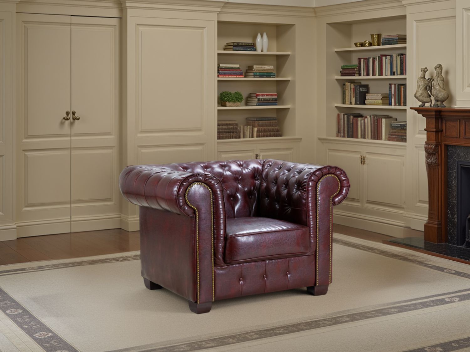 Chesterfield Sofa Oxblood Red Armchair
