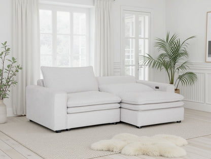 Ivory Fabric 3 Seater Electric Recliner Sofa
