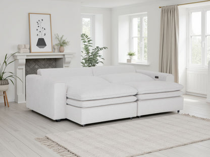 Ivory Fabric 3 Seater Electric Recliner Sofa