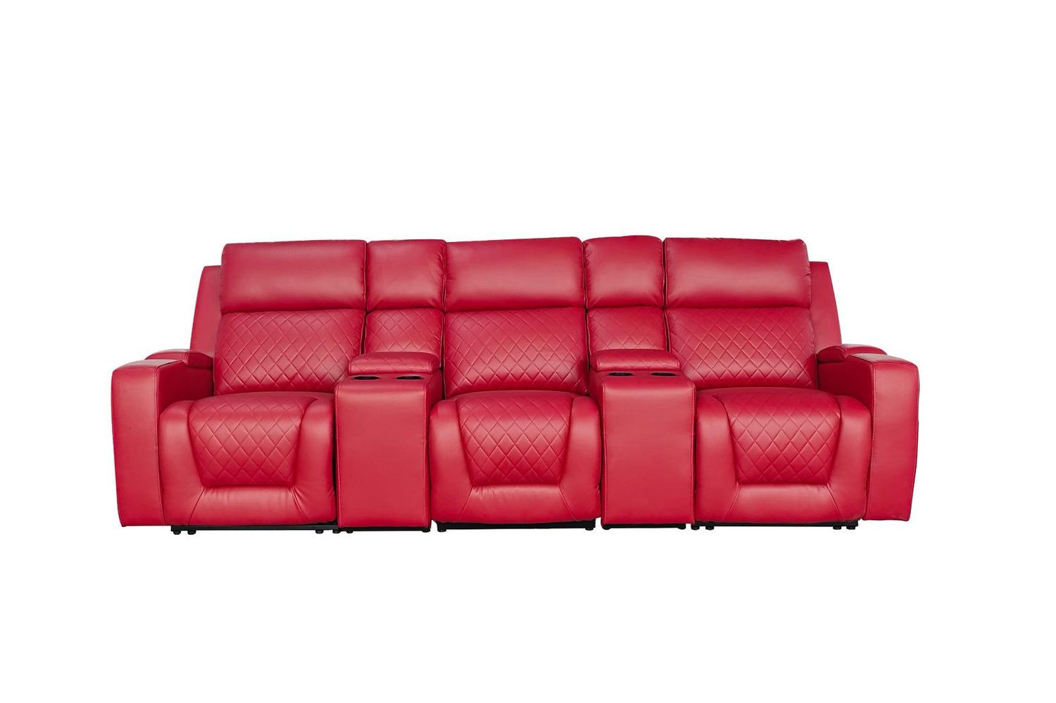 Red Leather Cinema 3 Seater Electric Recliner Sofa