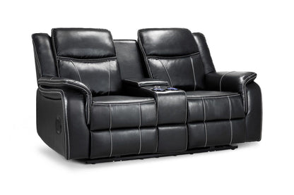 Black Leather 2 Seater Electric Recliner Sofa