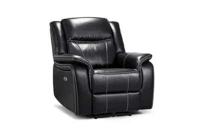 Black Leather Electric Recliner Armchair with Armrest