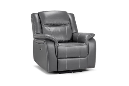 Grey Leather Electric Recliner Armchair with Armrest