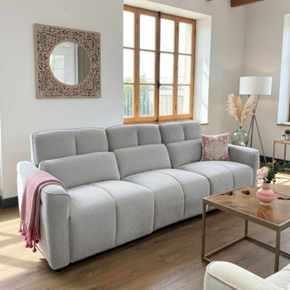 Grey Fabric Upholstered 3 Seater Electric Recliner Sofa