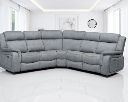 Grey Fabric Large Electric Corner Recliner Sofa