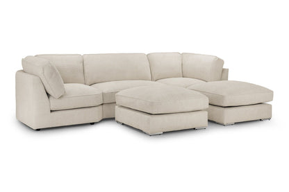 Beige Boucle Fabric U Shape Fullback Corner Sofa