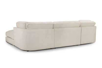 Beige Boucle Fabric U Shape Fullback Corner Sofa