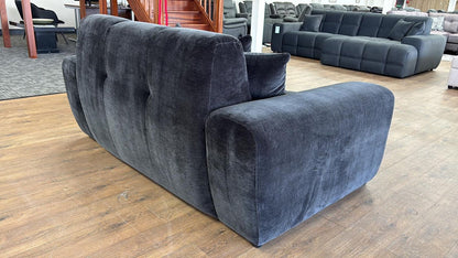 Black Velvet Fabric Upholstered 3 Seater Sofa