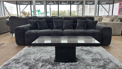 Black Textured Fabric Large 4 Seater Sofa